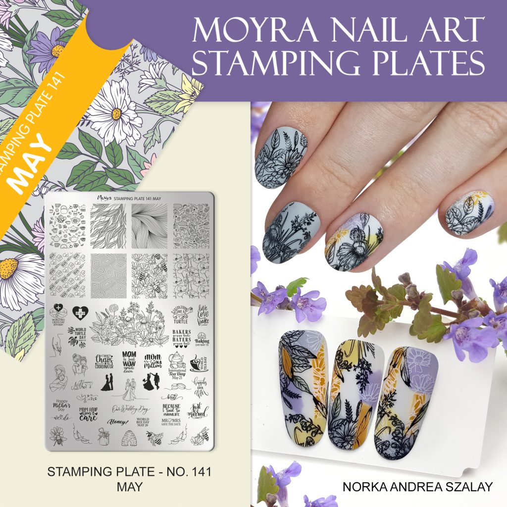 stamping-plate-141-May-från-moyra-för-att-stämpla-tryck-nail-art-på-naglar-dinanaglar-spring-våren-wedding-mors-dag