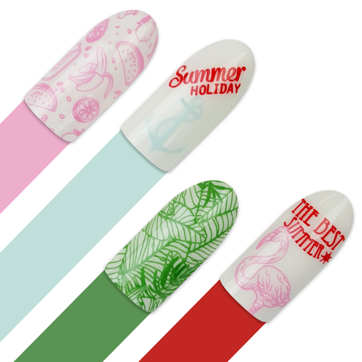 Stämpelplatta juli- glass, frukt och sommarinspirerade mönster
