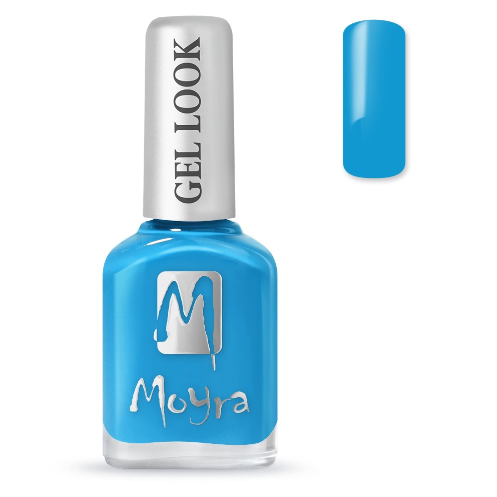 Blått nagellack Moyra Gel Look 1063 Apolline, glansig gel-finish för en elegant look på dina naglar